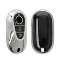 Silicone Car Key Cover for Mercedes Benz 3-Button Smart Metallic Silver Grey