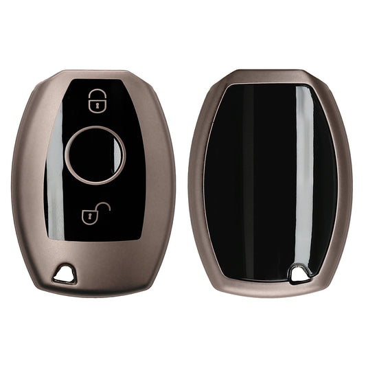 kwmobile Schlüsselhülle für Mercedes Benz 2-Tasten Autoschlüssel (nur Keyless Go) Hülle - Autoschlüssel Schlüssel Hülle aus TPU Silikon - Schlüsselschutz Gehäuse in Schwarz matt Schwarz Schwarz matt  [dsg01]