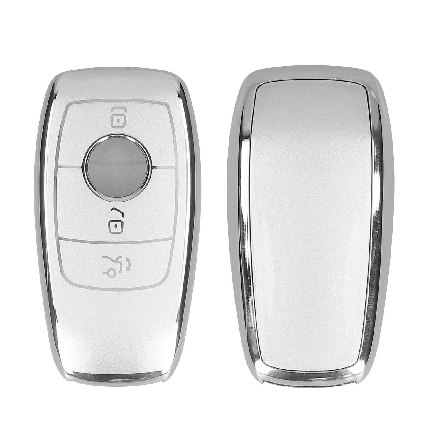 kwmobile Schlüsselhülle für Mercedes Benz Smart Key Autoschlüssel (nur Keyless) Hülle - Autoschlüssel Schlüssel Hülle aus TPU Silikon - Schlüsselschutz Gehäuse in Silber matt Silber matt  [dsg02]