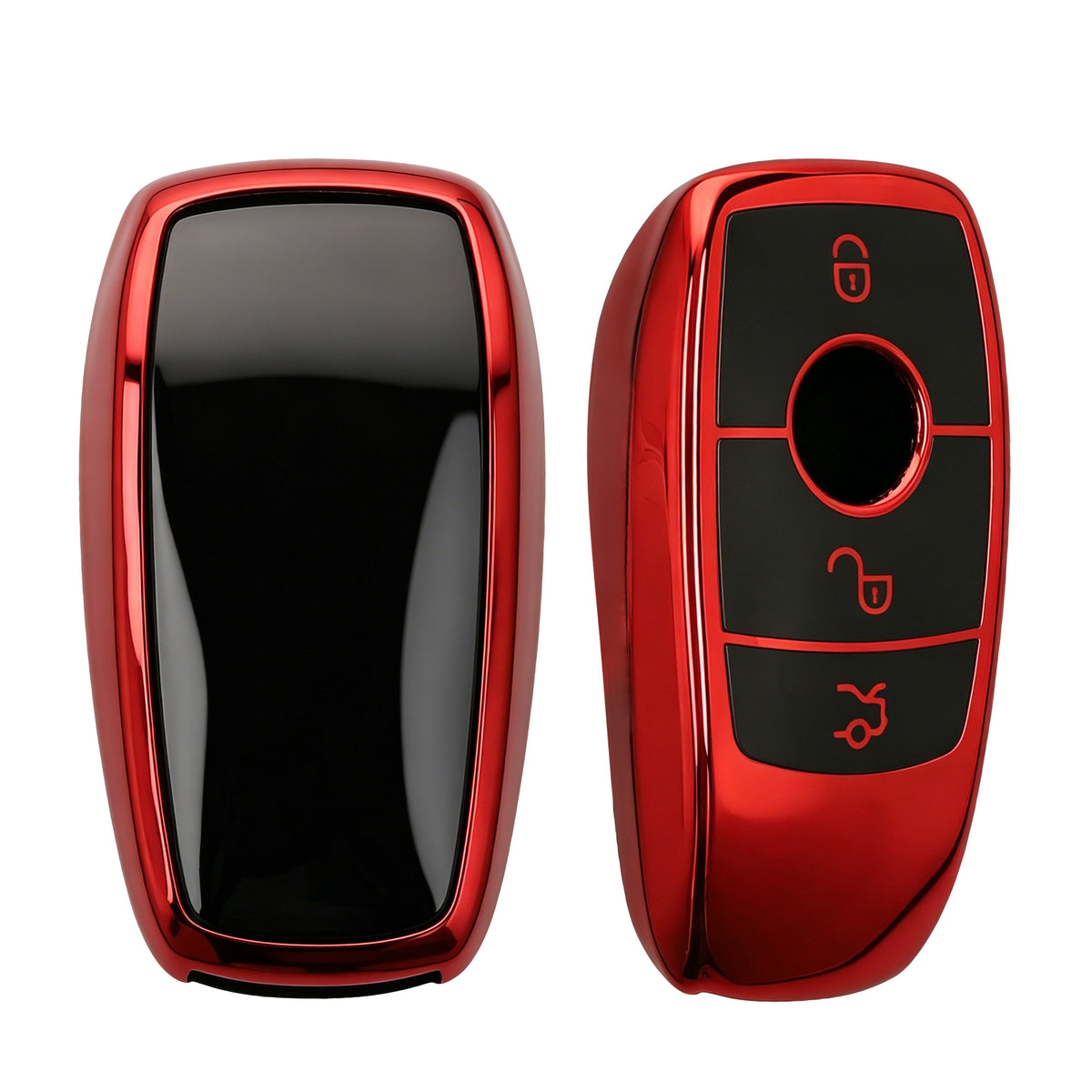 kwmobile Schlüsselhülle für Mercedes Benz Smart Key Autoschlüssel (nur Keyless) Hülle - Autoschlüssel Schlüssel Hülle aus TPU Silikon - Schlüsselschutz Gehäuse in Hochglanz Rot Hochglanz Rot  [dsg04]