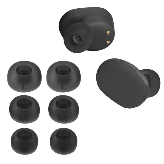 kwmobile 6x Silikonaufsätze für JBL Tune Buds - Ersatz Ohrstöpsel in 3 Größen - Ear Tips für In-Ear Kopfhörer - Zubehör Ersatzpolster in Schwarz Schwarz  