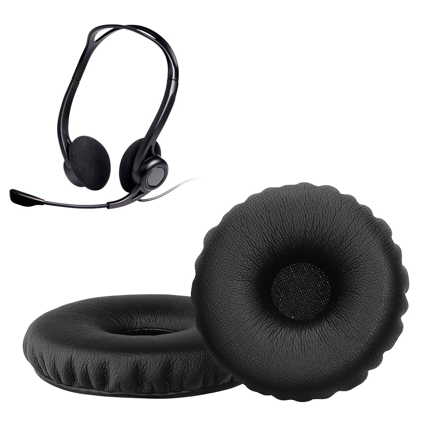 kwmobile 2x Ohr Polster für Logitech PC960 / H960 / H650E / H820E Ohrpolster - Ersatz Ohrpolster - Kopfhörer Ersatzteile - Kopfhörer Ersatzpolster für Over Ear Headphones Schwarz  