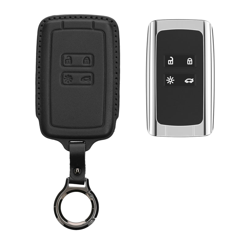 kwmobile Schlüsselhülle für Renault 4-Tasten Smartkey Autoschlüssel (nur Keyless Go) Hülle Leder - Autoschlüssel Schlüssel Hülle - Schlüsselcover Schlüsselschutz in Schwarz Schwarz  [dsg01]