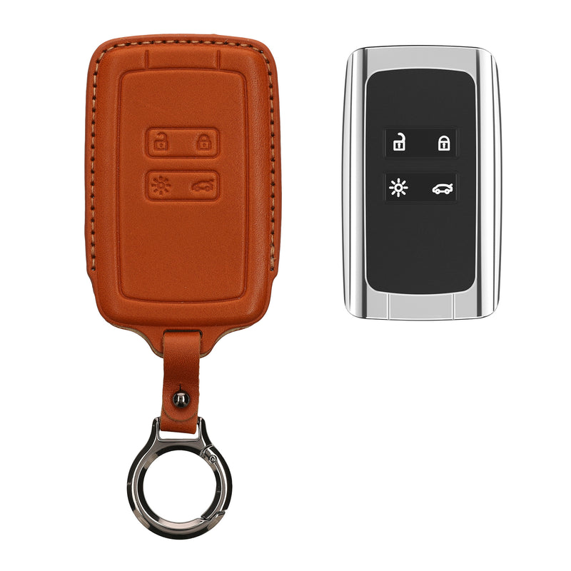 kwmobile Schlüsselhülle für Renault 4-Tasten Smartkey Autoschlüssel (nur Keyless Go) Hülle Leder - Autoschlüssel Schlüssel Hülle - Schlüsselcover Schlüsselschutz in Braun Braun  [dsg02]