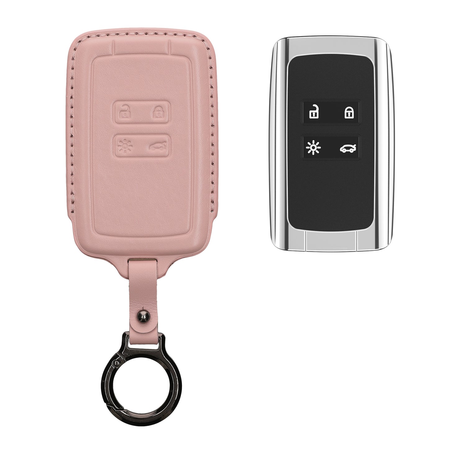 kwmobile Schlüsselhülle für Renault 4-Tasten Smartkey Autoschlüssel (nur Keyless Go) Hülle Leder - Autoschlüssel Schlüssel Hülle - Schlüsselcover Schlüsselschutz in Altrosa Altrosa  [dsg04]