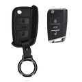 kwmobile Schlüsselhülle für VW Golf 7 MK7 3-Tasten Autoschlüssel Hülle Leder - Autoschlüssel Schlüssel Hülle - Schlüsselcover Schlüsselschutz in Schwarz Schwarz  [dsg02]