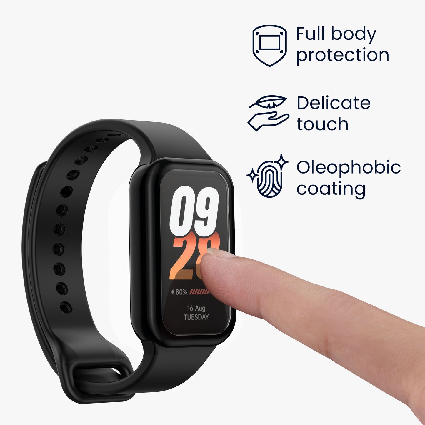 kwmobile Silikon Hülle für Xiaomi Smart Band 8 Active / Redmi Band 2 Schutzhülle - Fullbody Display Cover Set aus Silikon