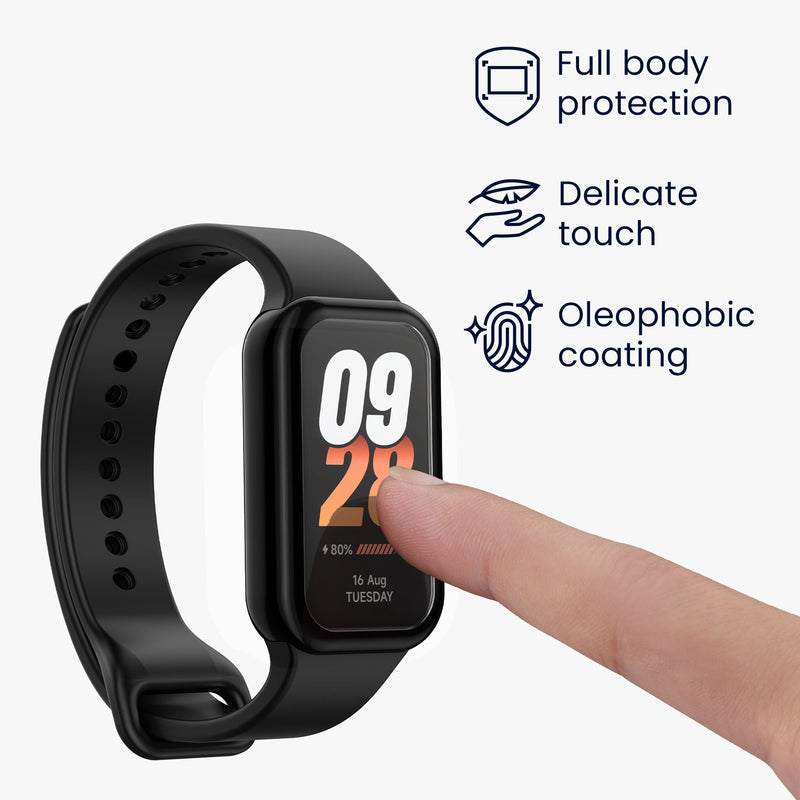 kwmobile Silikon Hülle für Xiaomi Smart Band 8 Active / Redmi Band 2 Schutzhülle - Fullbody Display Cover Set aus Silikon