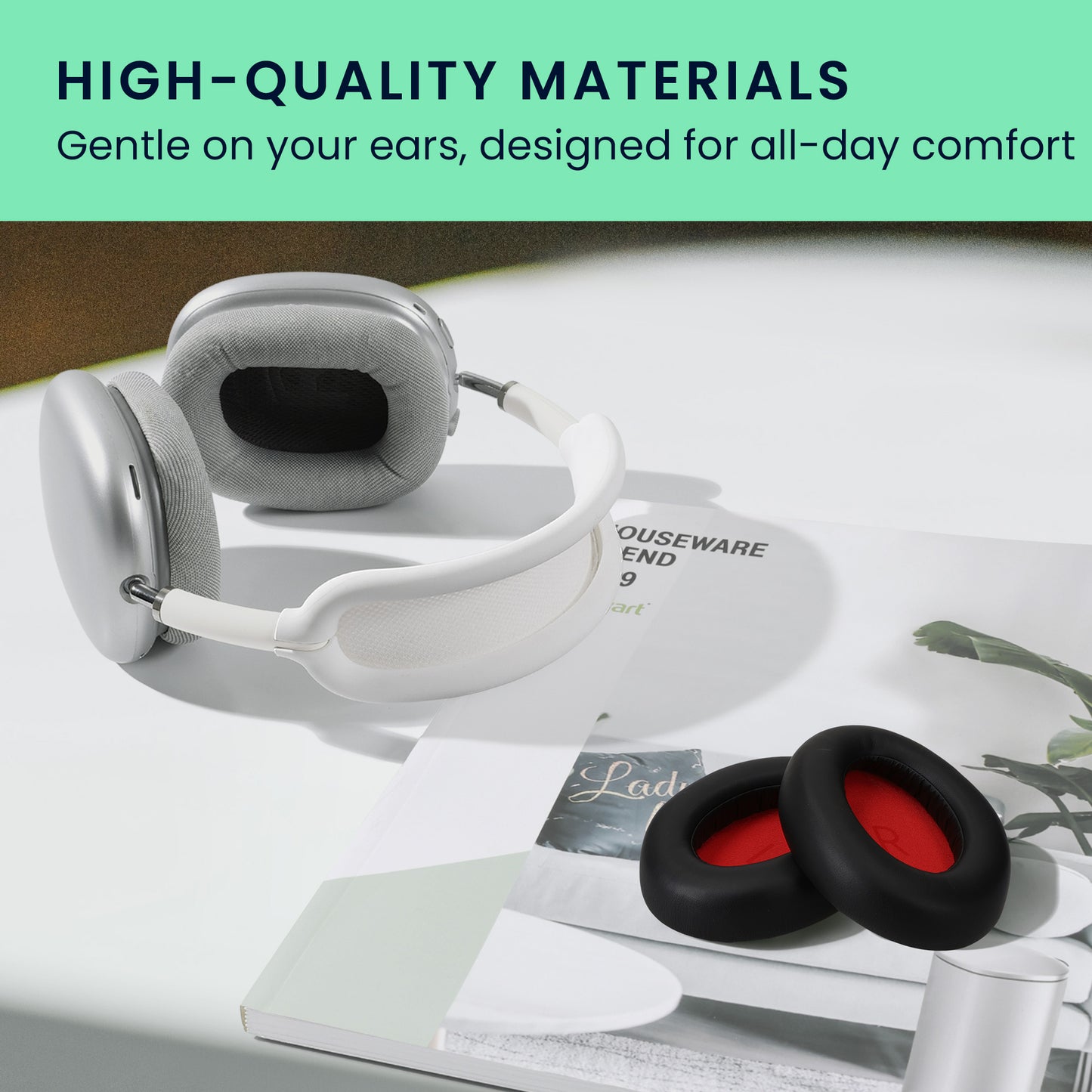 kwmobile Ohr Polster für 1More SonoFlow / SonoFlow SE Ohrpolster Ersatz Ohrpolster Kopfhörer Ersatzteile Kopfhörer Ersatzpolster für Over Ear Headphones