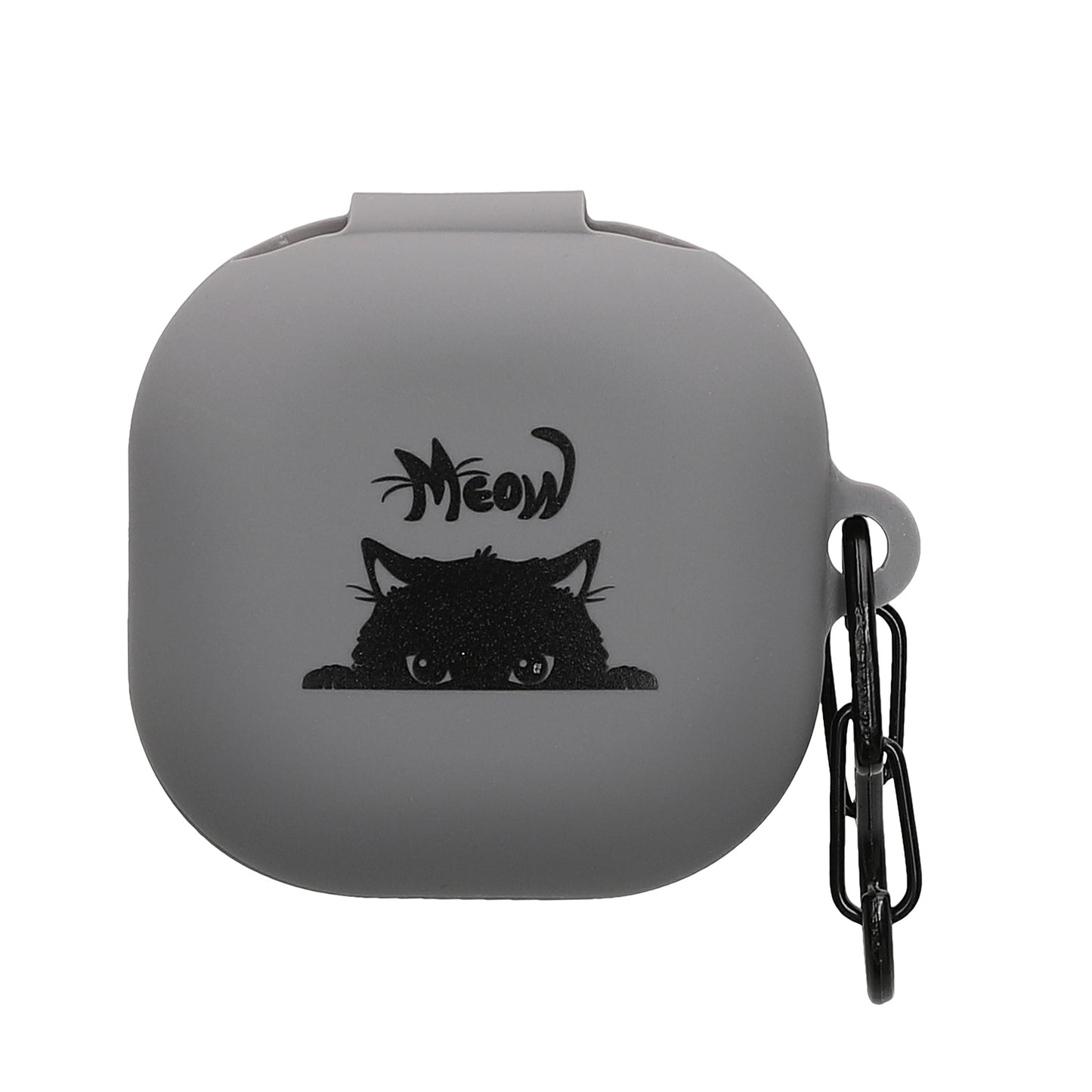 kwmobile Design Schutzhülle für Samsung Galaxy Buds FE Hülle - TPU Silikon Case für Kopfhörer Ladecase - stoßfestes Cover mit Karabiner - Grau Schwarz Grau  [dsg03]