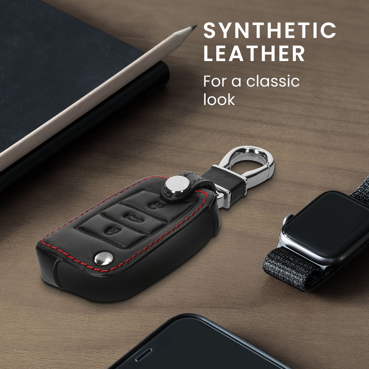 Faux Leather Cover compatible with VW Golf 7 MK7 Car Key