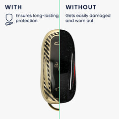Tesla Model X Car Key Cover Black Gold Carbon