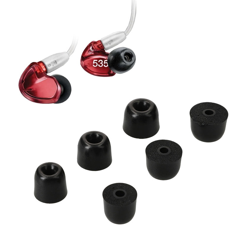 kwmobile 6x Aufsätze für Shure AONIC 215 / SE215 / SE846 / SE535 / SE112 Ersatz Ohrstöpsel - 3 Größen - Ear Tips für In-Ear Kopfhörer - Zubehör Ersatzpolster in Schwarz Schwarz  