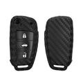 Audi 3-Button Flip Key Silicone Car Key Cover Black Carbon Fibre