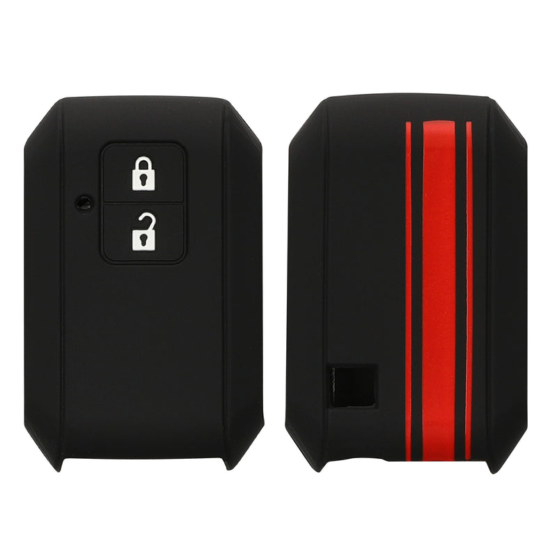 kwmobile Schlüsselhülle für Suzuki 2-Tasten Autoschlüssel Keyless Go Hülle - Autoschlüssel Schlüssel Hülle aus Silikon - Schlüsselschutz Gehäuse in Rot Schwarz Rot  [dsg01]