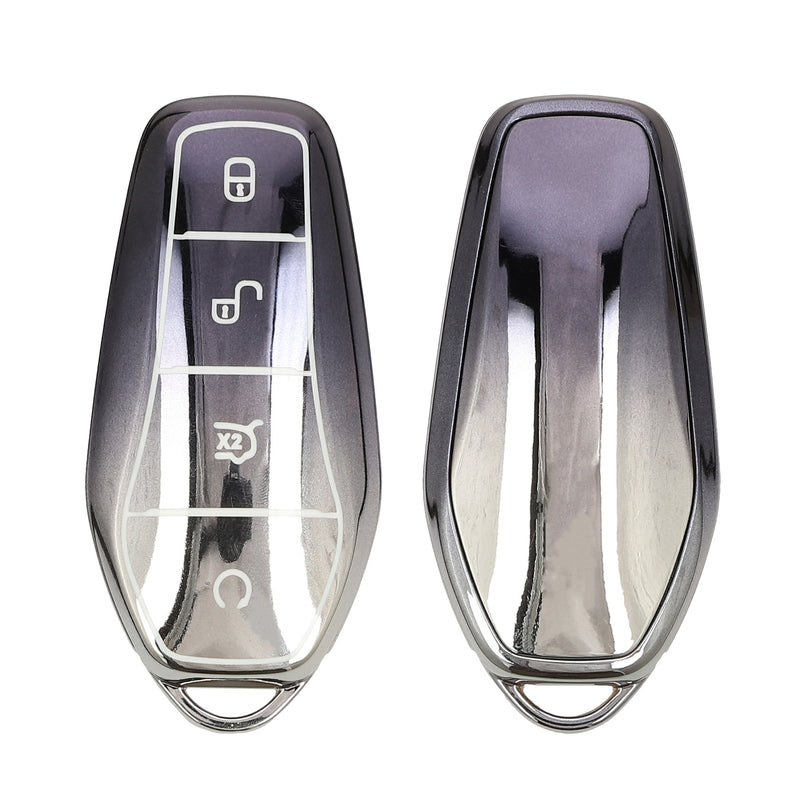 kwmobile Schlüsselhülle für BYD Atto 3 / Sealion / Han / Tang / Dolphin / Seal Hülle - Autoschlüssel Schlüssel Hülle aus TPU Silikon - Schlüsselschutz Gehäuse in Dunkelgrau Silber Dunkelgrau  [dsg02]