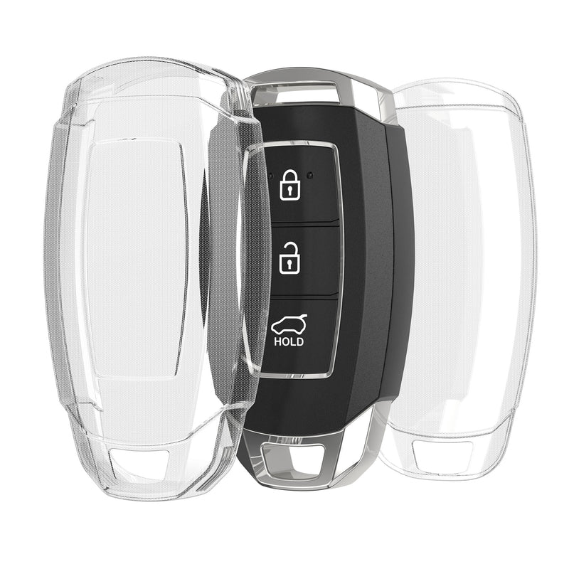 kwmobile Schlüsselhülle für Hyundai 3-Tasten Autoschlüssel Keyless Go Hülle - Autoschlüssel Schlüssel Hülle aus TPU Silikon - Schlüsselschutz Gehäuse in Transparent Transparent  [dsg02]