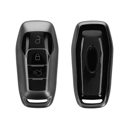 kwmobile Schlüsselhülle für Ford 3-Tasten MyKey Autoschlüssel (Key Free) Hülle - Autoschlüssel Schlüssel Hülle aus TPU Silikon - Schlüsselschutz Gehäuse in Schwarz matt Schwarz Schwarz matt  [dsg01]