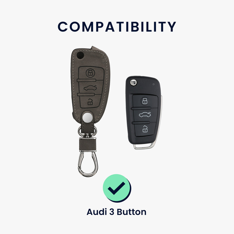 Audi 3-Button Flip Key Faux Leather Car Key Cover