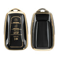 Toyota 4-Button 2018-2024 RAV4 Avalon Camry C-HR Prius Silicone Car Key Cover Glossy Black and Gold