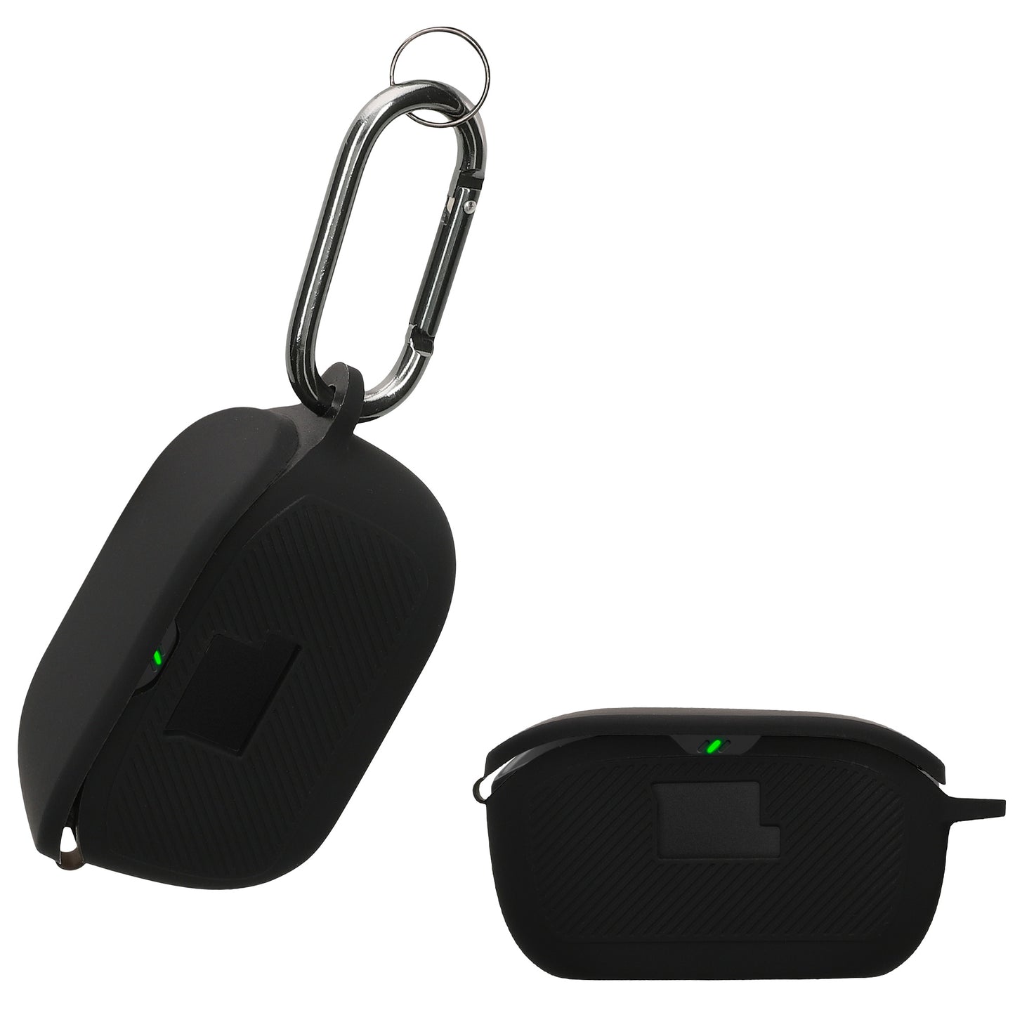 kwmobile Schutzhülle für JBL Vibe Buds Hülle - TPU Silikon Case für Kopfhörer Ladecase - stoßfestes Cover mit Karabiner - Schwarz Schwarz  