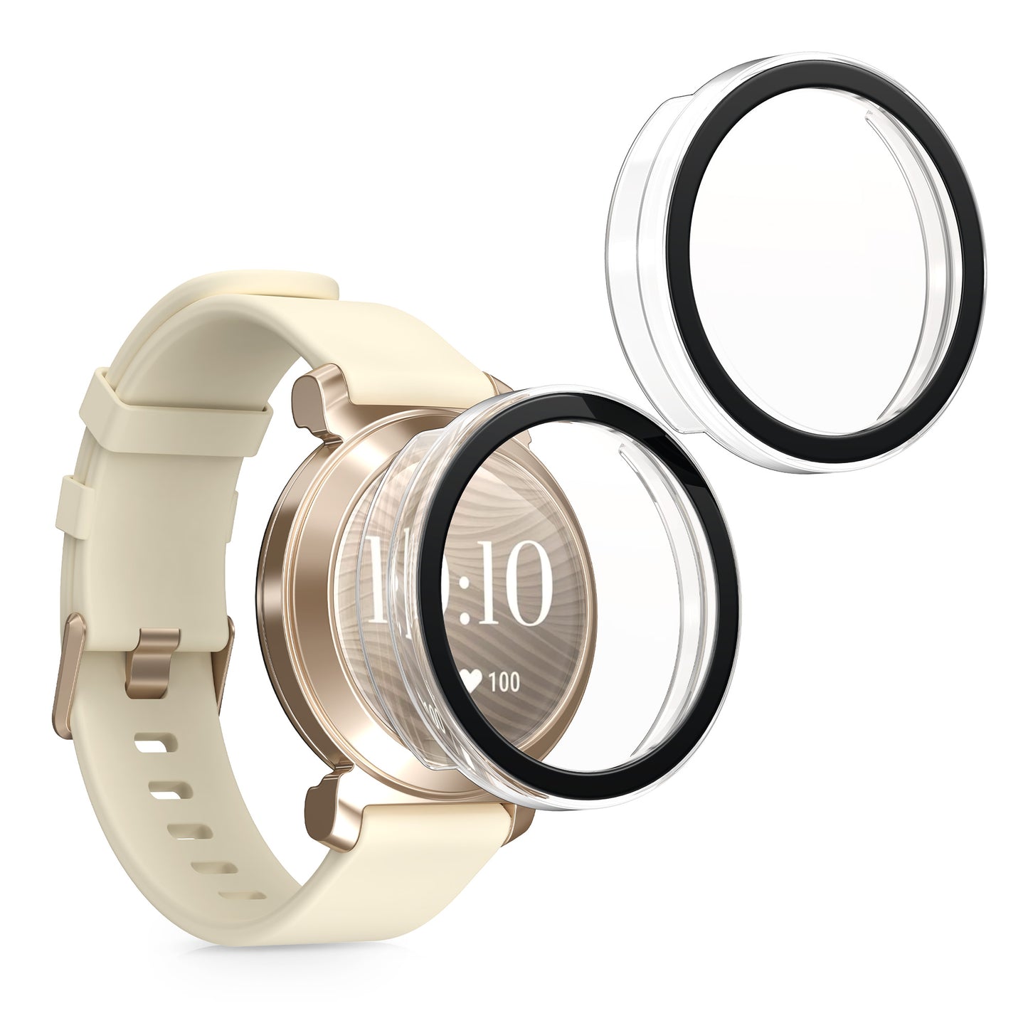 kwmobile 2x Glas Hülle für Garmin Lily 2 Schutzhülle - Fullbody Fitnesstracker Case Set aus Glas - Transparent Transparent  [dsg02]