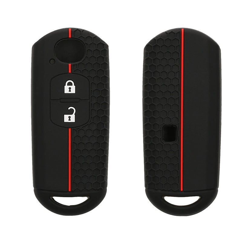 kwmobile Schlüsselhülle für Mazda 2-Tasten Keyless Go Autoschlüssel Hülle - Autoschlüssel Schlüssel Hülle aus Silikon - Schlüsseletui in Schwarz Rot Schwarz  [dsg01]