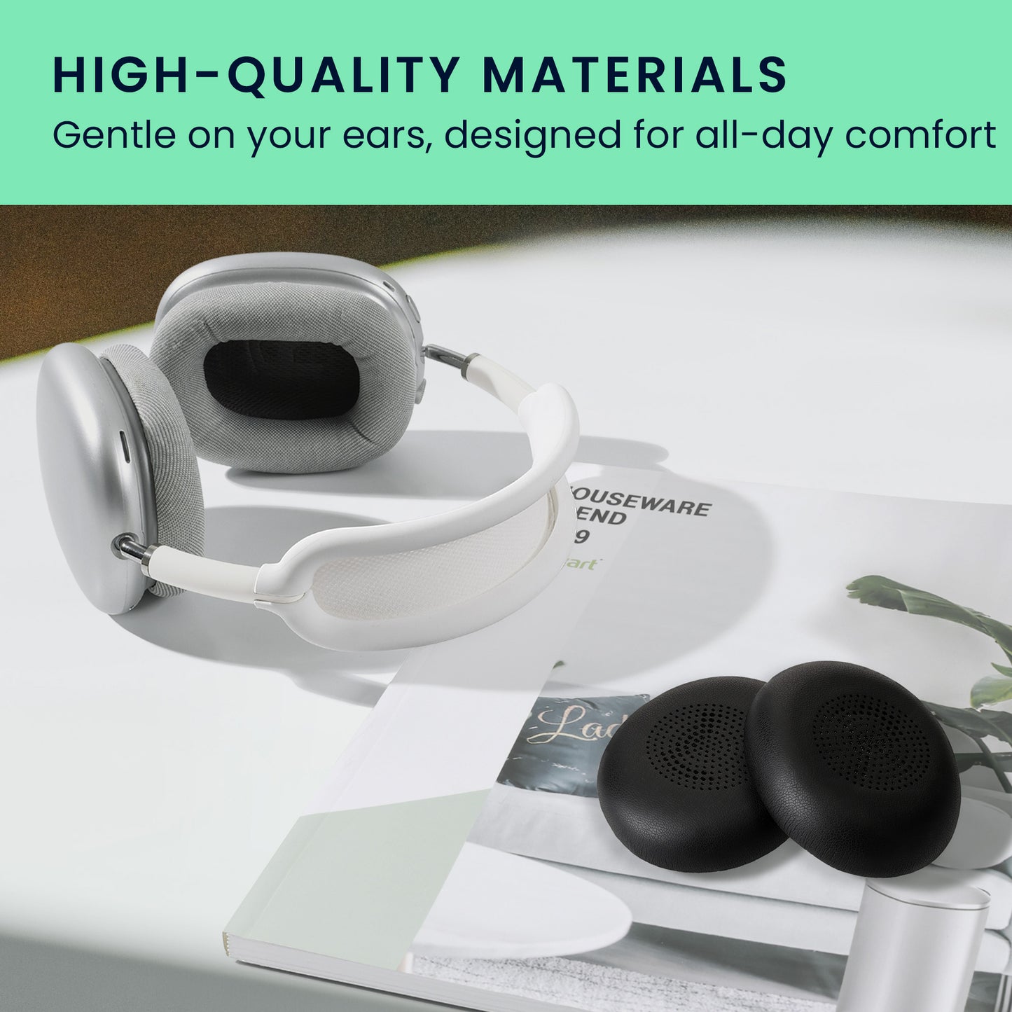 kwmobile Ohr Polster für Jabra Elite 45h / Evolve2 65 / Evolve2 40 - Ersatz Ohrpolster - Kopfhörer Ersatzteile - Kopfhörer Ersatzpolster für Over Ear Headphones