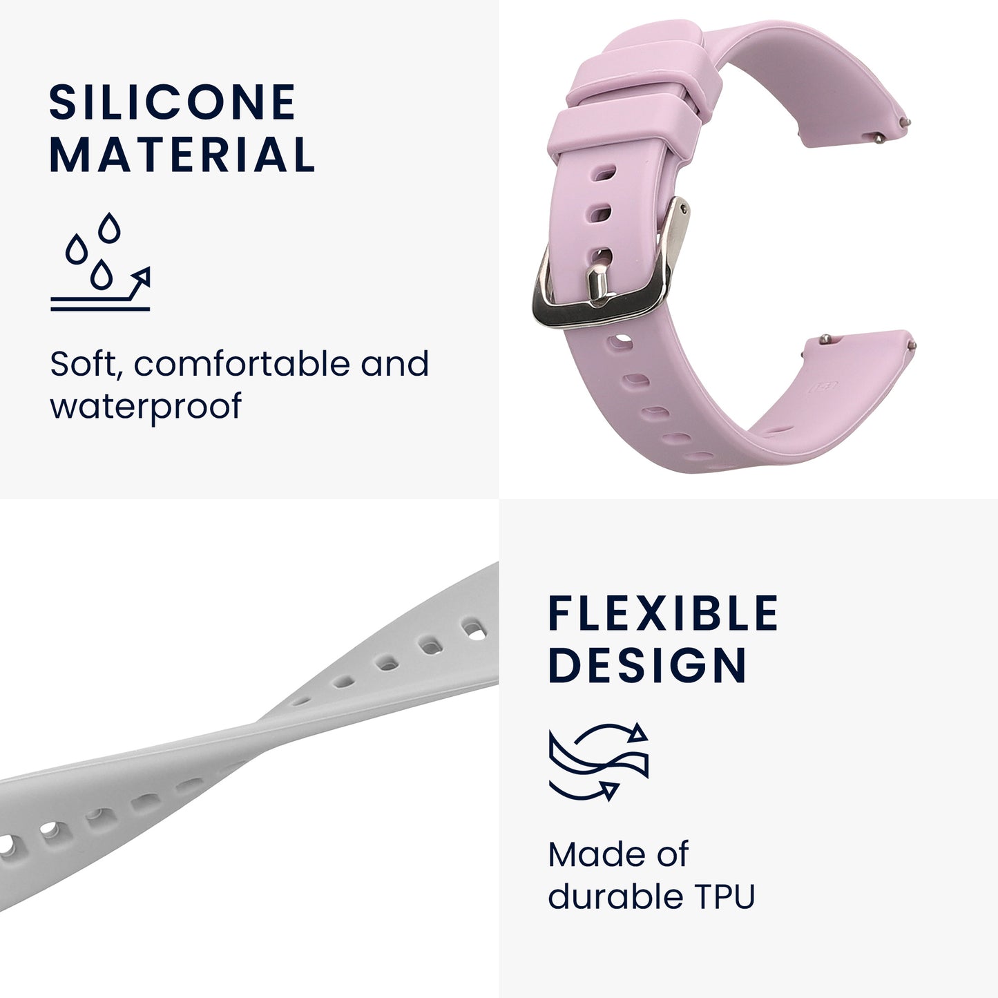 kwmobile Silikon Uhrenarmband für Garmin Lily 2 / Lily 2 Active Armband - Ersatzarmband für Fitnesstracker - Wechselarmband Smartwatch