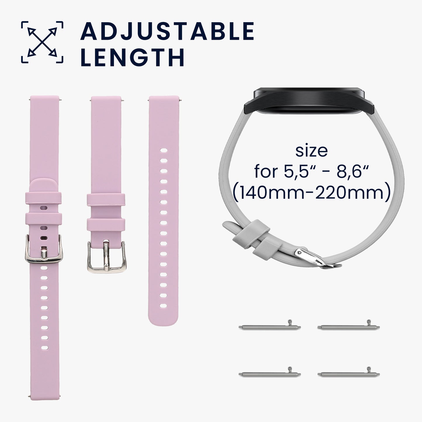 kwmobile Silikon Uhrenarmband für Garmin Lily 2 / Lily 2 Active Armband - Ersatzarmband für Fitnesstracker - Wechselarmband Smartwatch