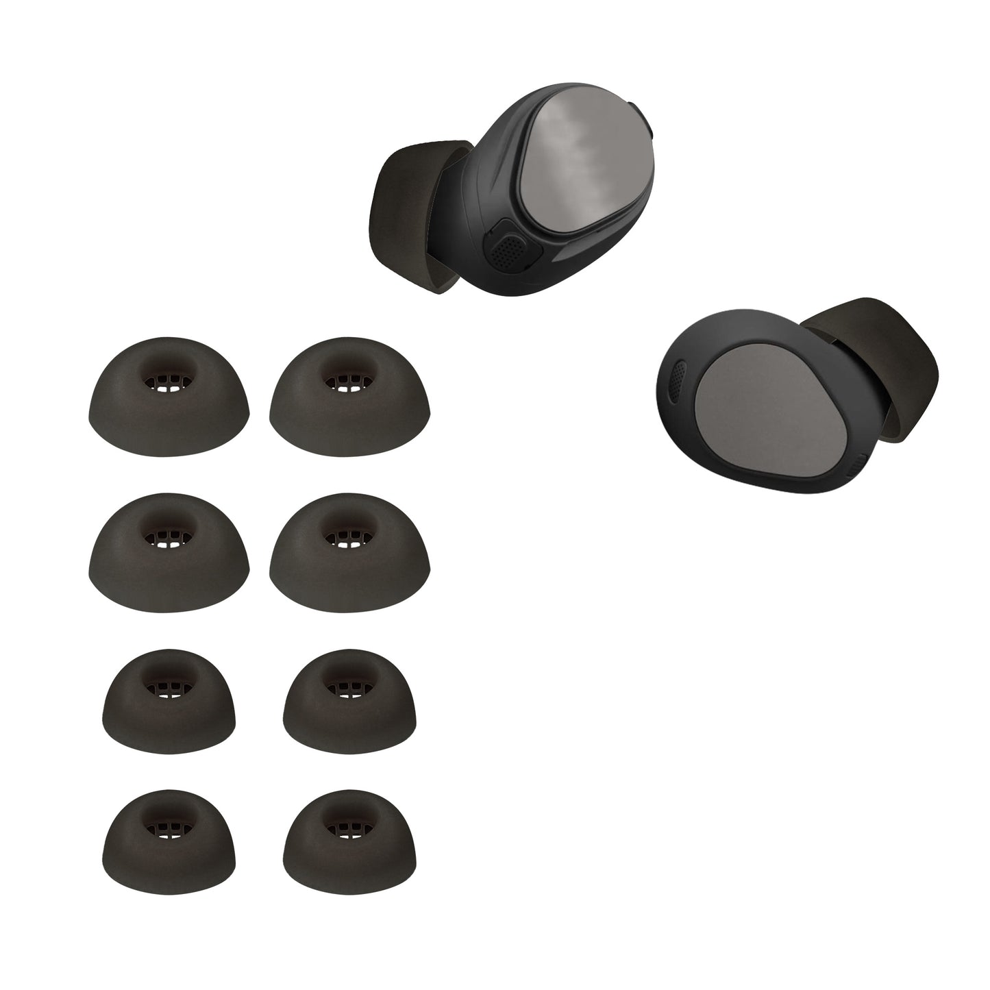 kwmobile 8x Silikonaufsätze für Jabra Elite 10 / E10 - Ersatz Ohrstöpsel in 4 Größen - Ear Tips für In-Ear Kopfhörer - Zubehör Ersatzpolster in Schwarz Schwarz  