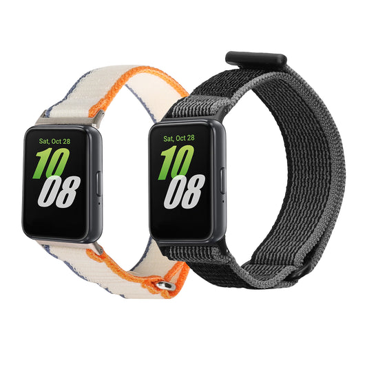 kwmobile 2x Uhrenarmband für Samsung Galaxy Fit 3 Armband - Fitnesstracker Band Set aus Nylon - Ersatzarmband Smartwatch - Schwarz Weiß Schwarz  [dsg02]