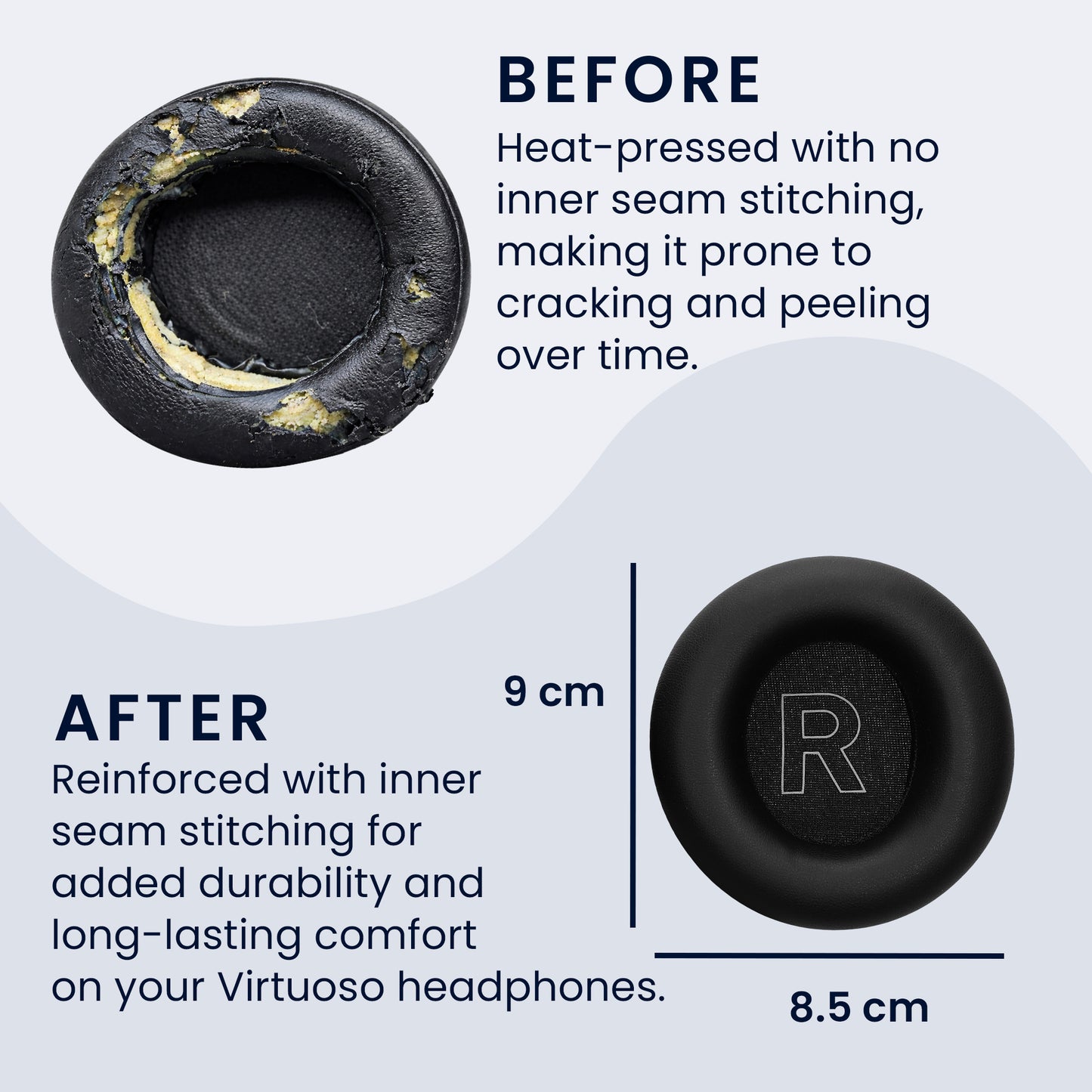 kwmobile Ohr Polster für Beoplay H4 / H6 / H7 / H9 / H9i / HX / H9 Gen3 Ohrpolster - Ersatz Ohrpolster - Kopfhörer Ersatzteile - Kopfhörer Ersatzpolster für Over Ear Headphones