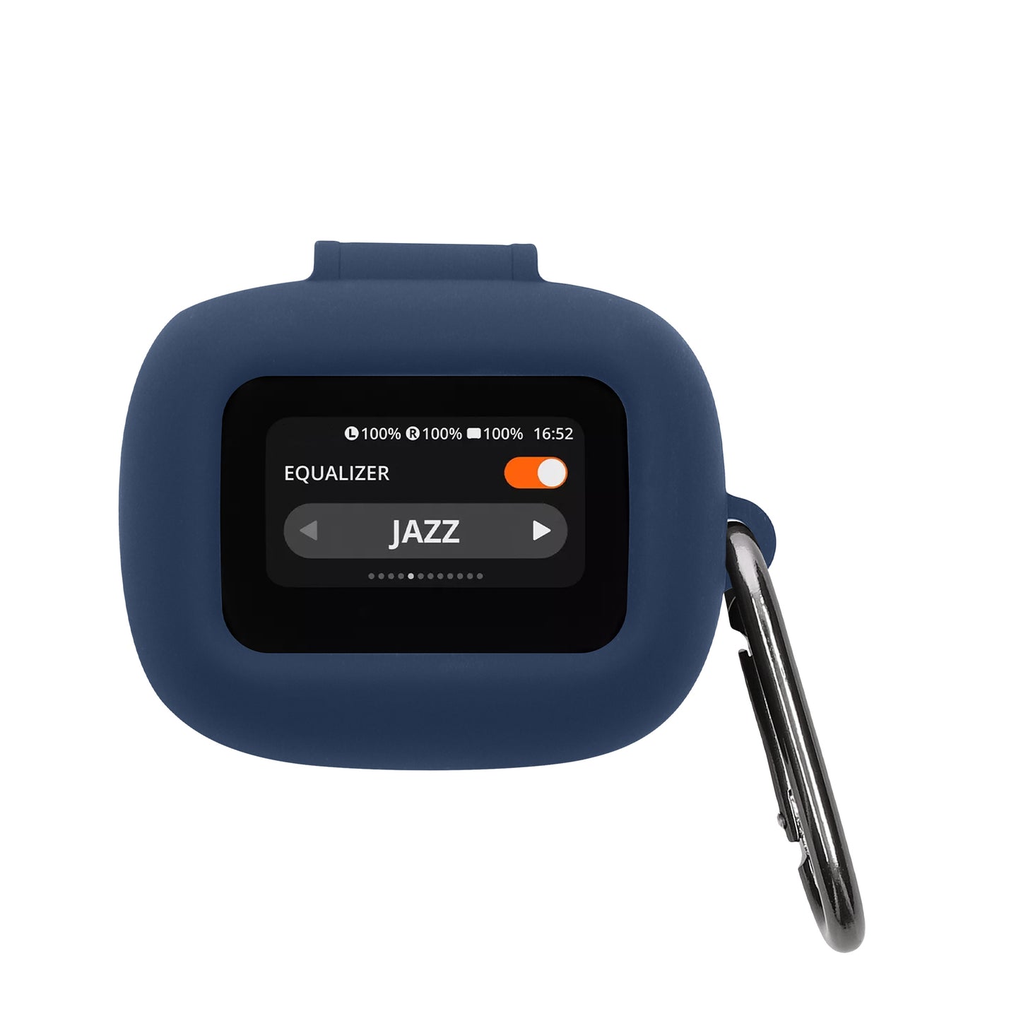 kwmobile Schutzhülle für JBL Live Flex 3 / Live Buds 3 / Live Beam 3 Hülle - TPU Silikon Case für Kopfhörer Ladecase - stoßfestes Cover mit Karabiner - Dunkelblau Dunkelblau  