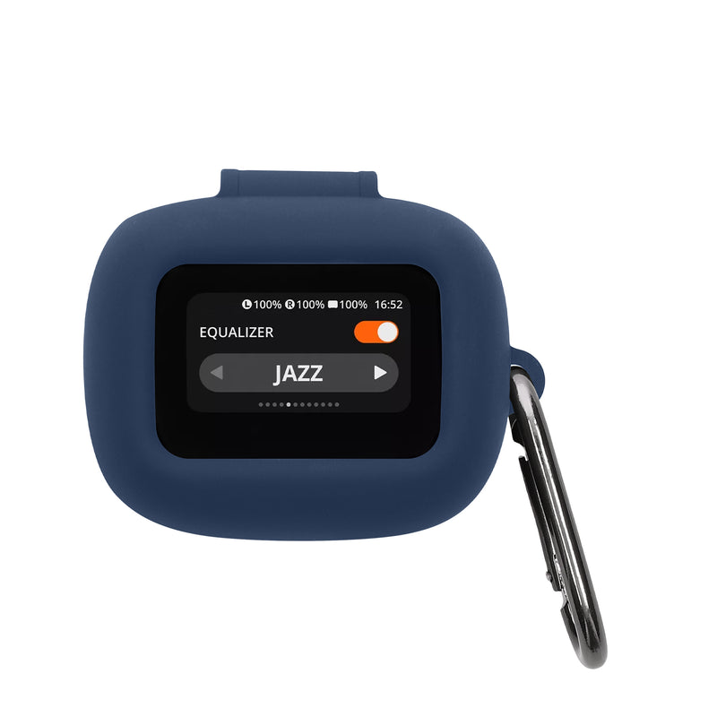 kwmobile Schutzhülle für JBL Live Flex 3 / Live Buds 3 / Live Beam 3 Hülle - TPU Silikon Case für Kopfhörer Ladecase - stoßfestes Cover mit Karabiner - Dunkelblau Dunkelblau  