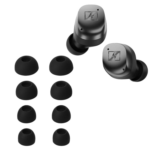 kwmobile 8x Silikonaufsätze für Sennheiser MOMENTUM True Wireless 4 - Ersatz Ohrstöpsel in 4 Größen - Ear Tips für In-Ear Kopfhörer - Zubehör Ersatzpolster in Schwarz Schwarz  
