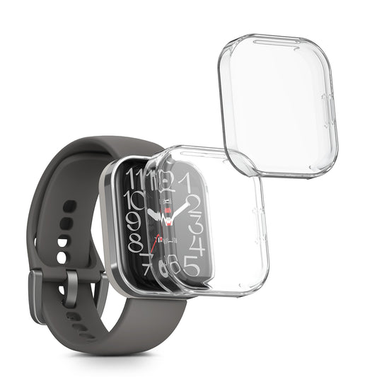 kwmobile 2x Silikon Hülle für 22mm Amazfit Bip 6 / Bip 5 Unity / Bip 5 / GTS 3 / Balance 2 / Helio Strap Schutzhülle - Fullbody Display Cover Set aus Silikon - Transparent Transparent  [dsg01]