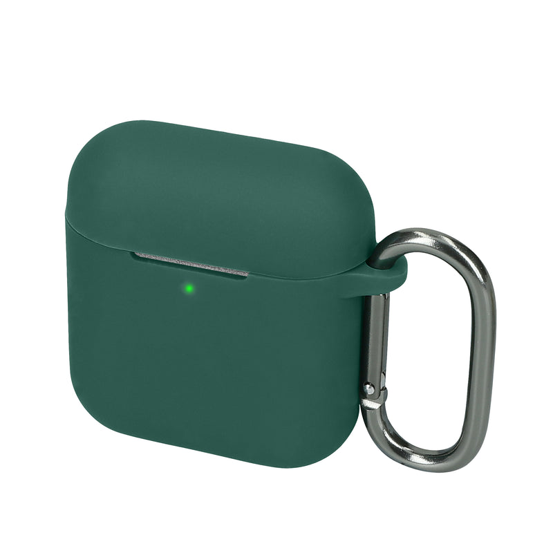 kwmobile Schutzhülle für Marshall Minor IV / Minor 4 Hülle - TPU Silikon Case für Kopfhörer Ladecase - stoßfestes Cover mit Karabiner - Dunkelgrün Dunkelgrün  