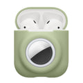 kwmobile 2-in1 Schutzhülle für Apple Airpods 1 & 2 Hülle - Kopfhörer Silicon Case kompatibel mit AirTag - stoßfestes Cover mit Karabiner - Matcha Grün Matcha Grün  