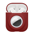 kwmobile 2-in1 Schutzhülle für Apple Airpods 1 & 2 Hülle - Kopfhörer Silicon Case kompatibel mit AirTag - stoßfestes Cover mit Karabiner - Bordeaux Bordeaux  