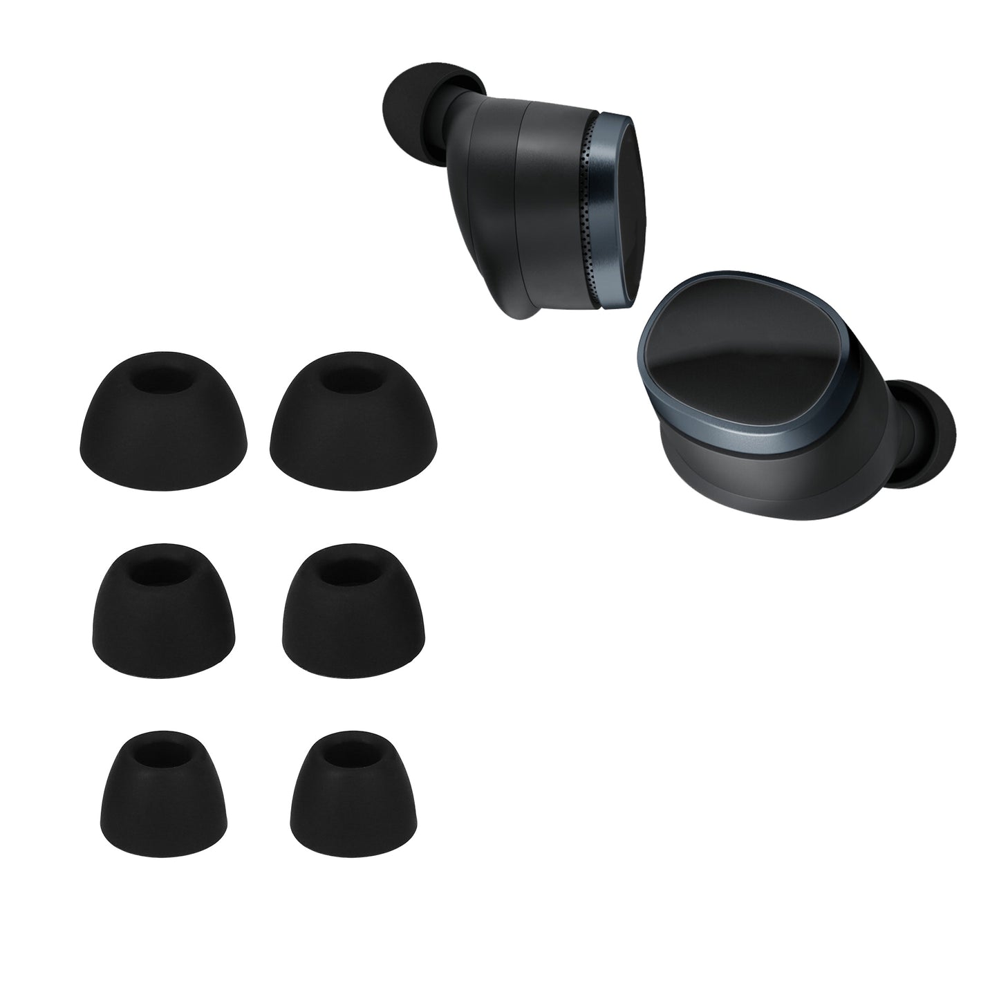 kwmobile 6x Silikonaufsätze für Bowers & Wilkins Pi8 - Ersatz Ohrstöpsel in 3 Größen - Ear Tips für In-Ear Kopfhörer - Zubehör Ersatzpolster in Schwarz Schwarz  