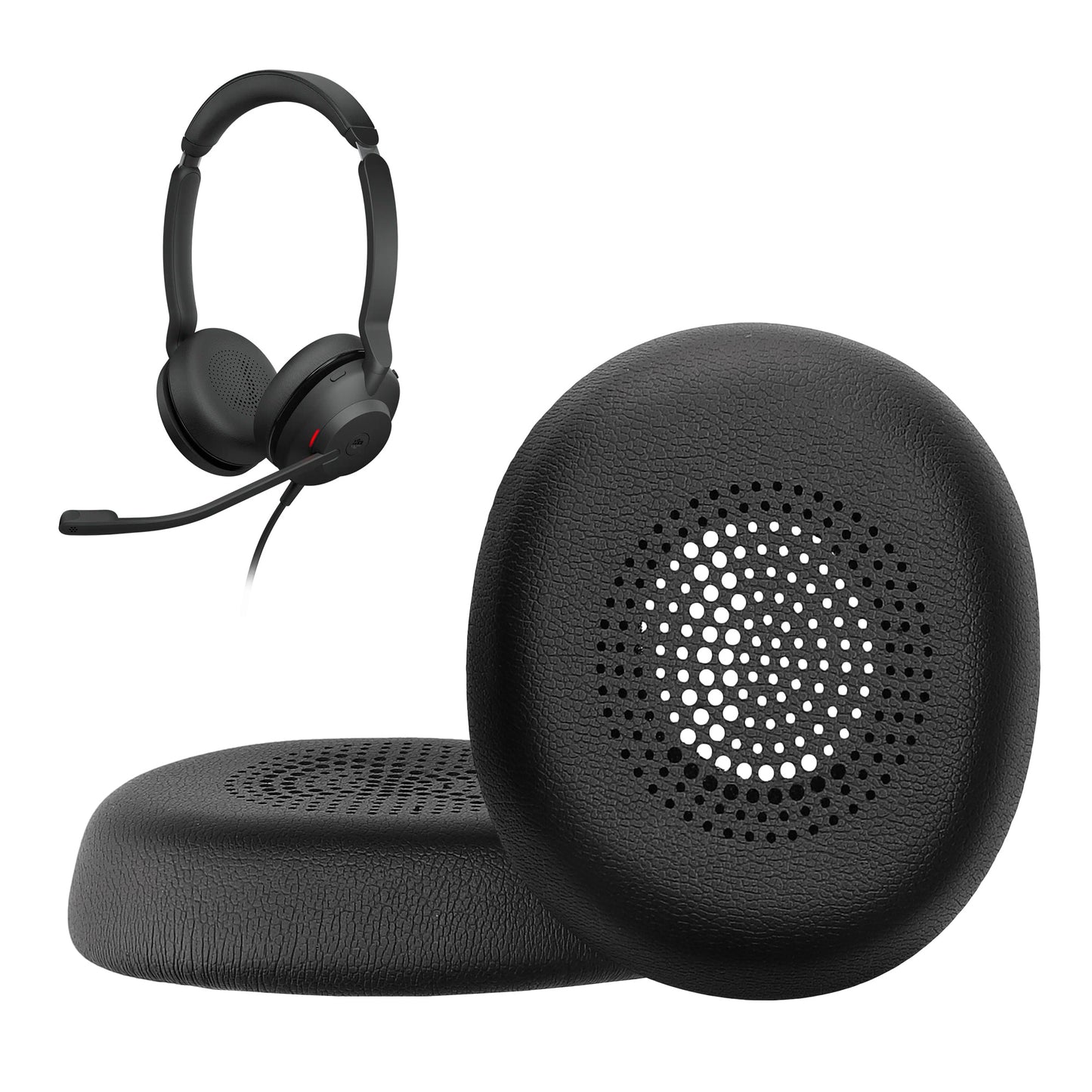 kwmobile 2x Ohr Polster für Jabra Evolve 2 30 Ohrpolster - Ersatz Ohrpolster - Kopfhörer Ersatzteile - Kopfhörer Ersatzpolster für Over Ear Headphones Schwarz  