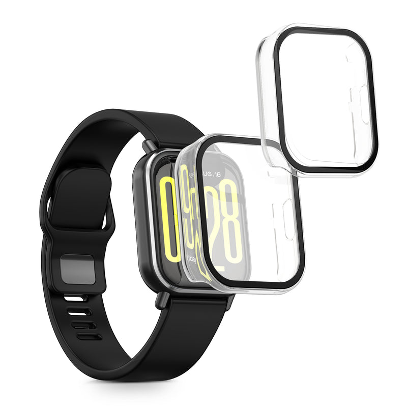 kwmobile 2x Glas Hülle für Xiaomi Redmi Watch 5 Active Schutzhülle - Fullbody Fitnesstracker Case Set aus Glas - Transparent Transparent  [dsg02]