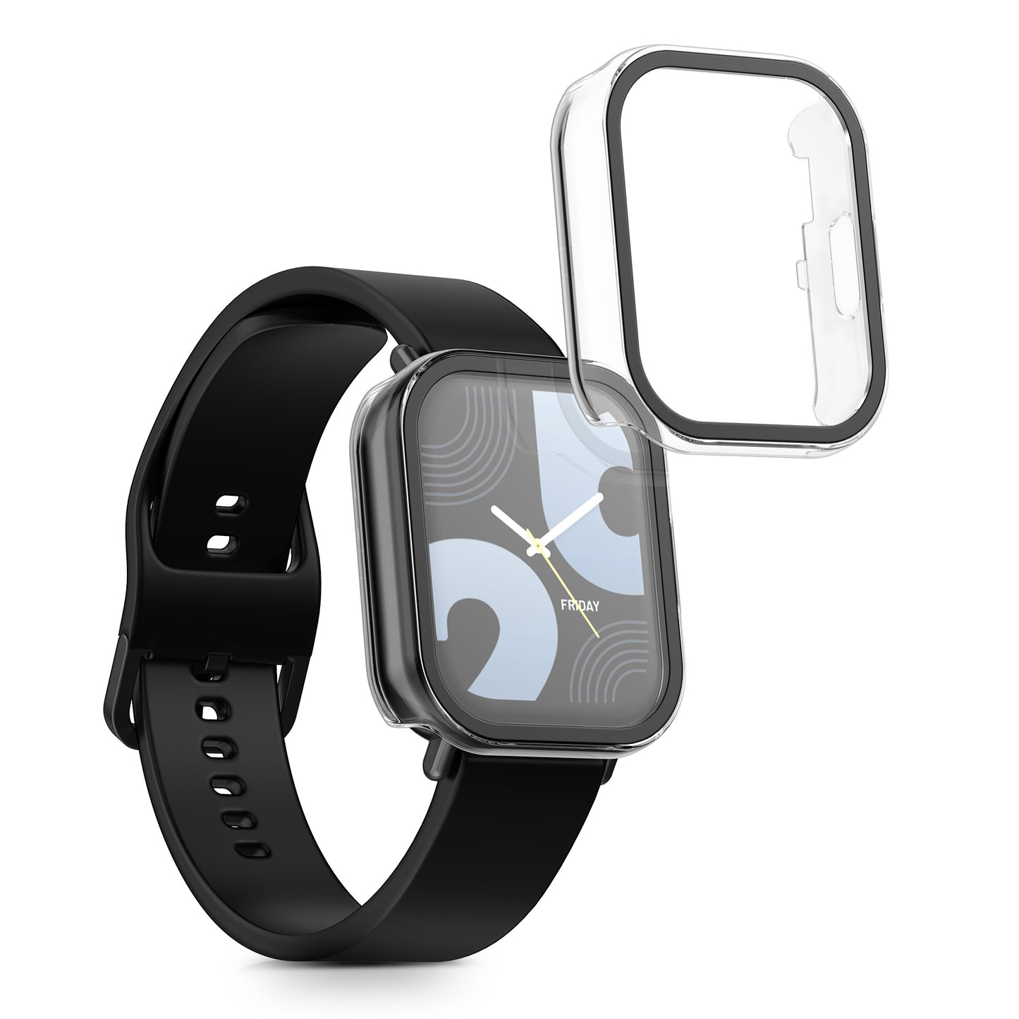 kwmobile Glas Hülle für Xiaomi Redmi Watch 5 Lite Schutzhülle Fullbody Fitnesstracker Case Set
