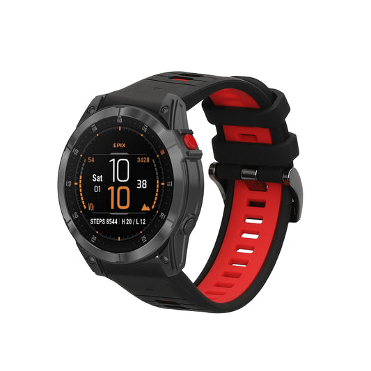 kwmobile Silikon Uhrenarmband für Garmin Epix 2 / Instinct 2 / Instinct 3 45mm / Fenix 8 47mm Armband - Ersatzarmband für Fitnesstracker - Wechselarmband Smartwatch - Schwarz Rot Schwarz  [dsg02]