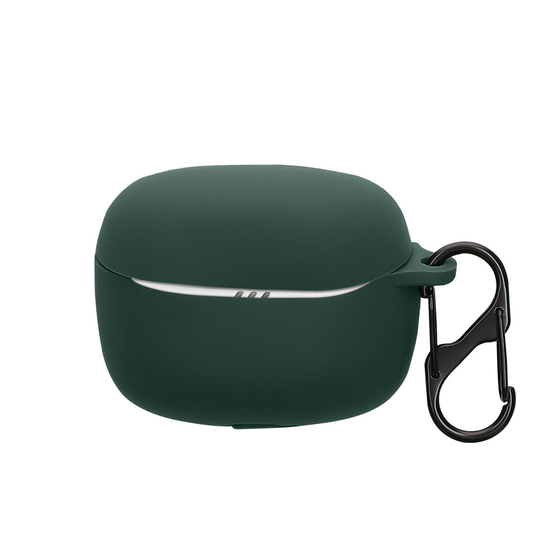 kwmobile Schutzhülle für JBL Tune Beam 2 Hülle - TPU Silikon Case für Kopfhörer Ladecase - stoßfestes Cover mit Karabiner - Dunkelgrün Dunkelgrün  