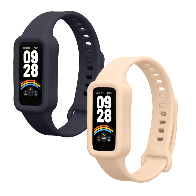 kwmobile 2x Uhrenarmband für Xiaomi Redmi Band 3 / Smart Band 9 Active Armband - Fitnesstracker Band Set aus TPU Silikon - Ersatzarmband Smartwatch - Dunkelblau Altrosa Dunkelblau  [dsg02]