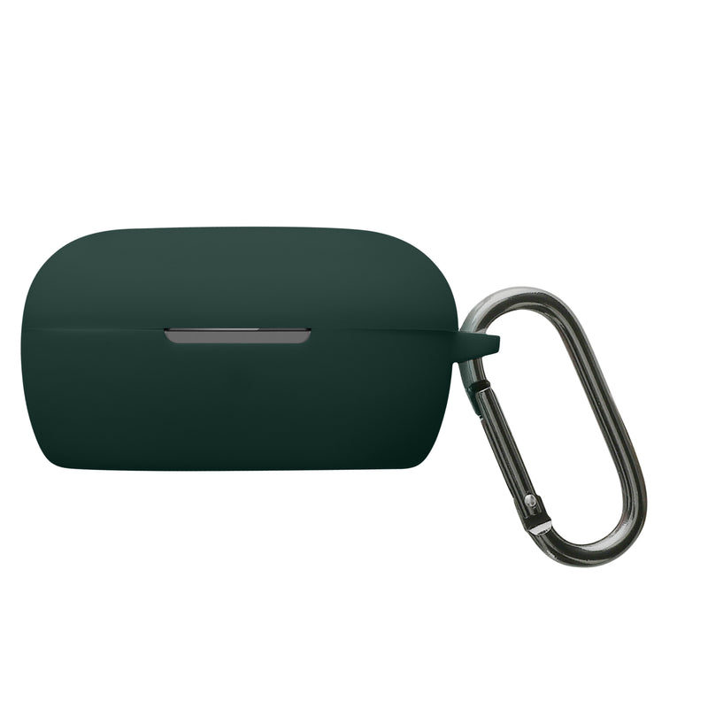kwmobile Schutzhülle für Bose QuietComfort Earbuds Hülle - TPU Silikon Case für Kopfhörer Ladecase - stoßfestes Cover mit Karabiner - Dunkelgrün Dunkelgrün  
