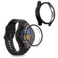 kwmobile 2x Glas Hülle für Samsung Galaxy Watch FE 40mm Schutzhülle - Fullbody Fitnesstracker Case Set aus Glas - Transparent Schwarz Transparent  [dsg01]