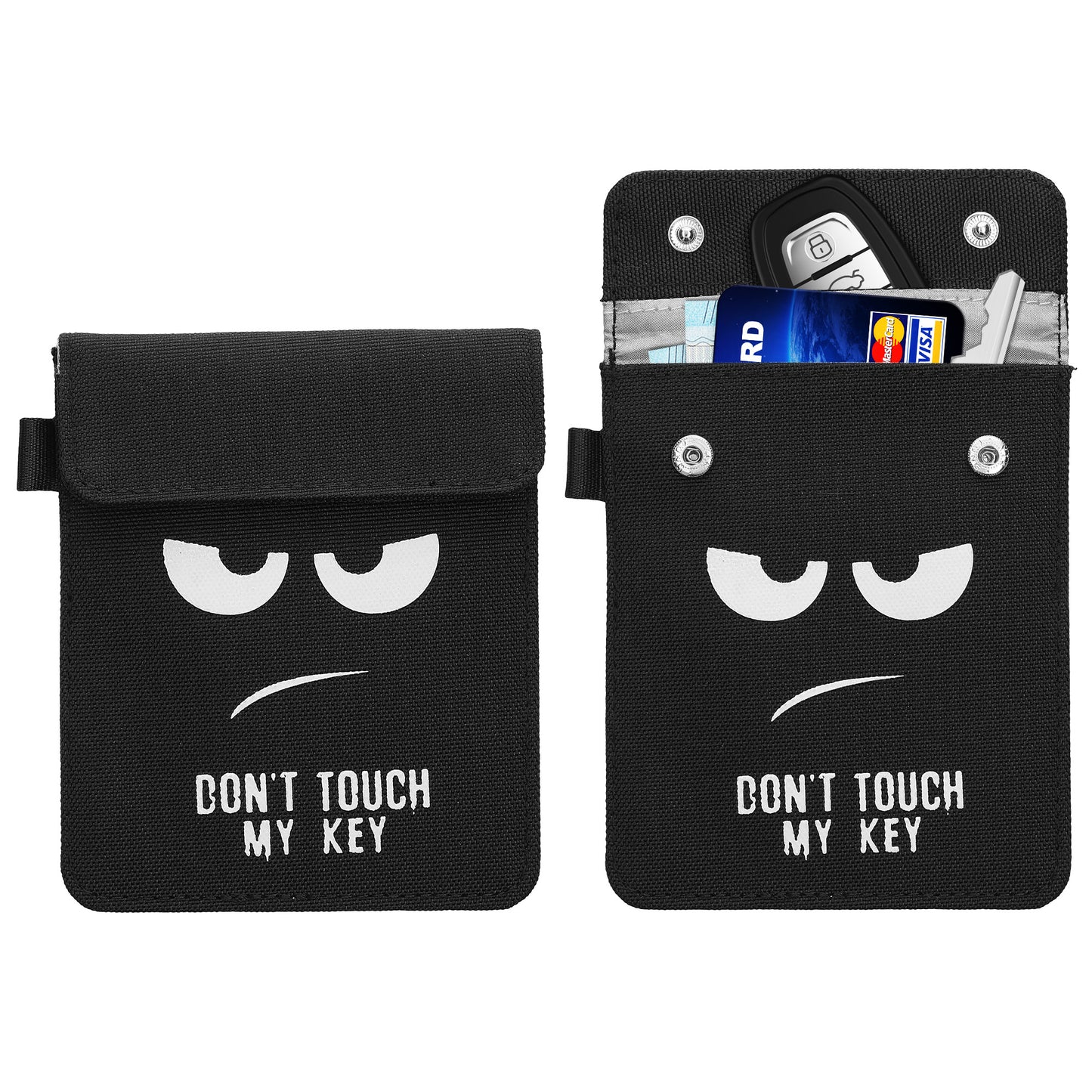 kwmobile Autoschlüssel Tasche kompatibel mit Autoschlüssel Schlüsselhülle - RFID Blocker Schlüssel Hülle aus Stoff Weiß Schwarz Weiß  [dsg01]